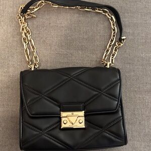 Michael Kors Black Quilted Shoulder Bag with Gold Chain